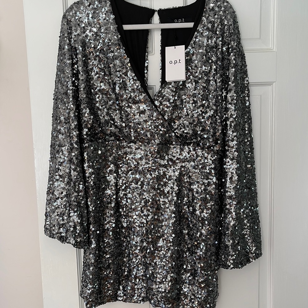 NWT Gorgeous silver sequin dress by OPT One Pretty Time